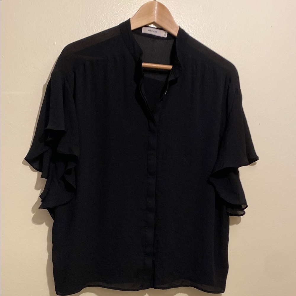 Mod Ref Black Button Down Blouse . Size S - image 2